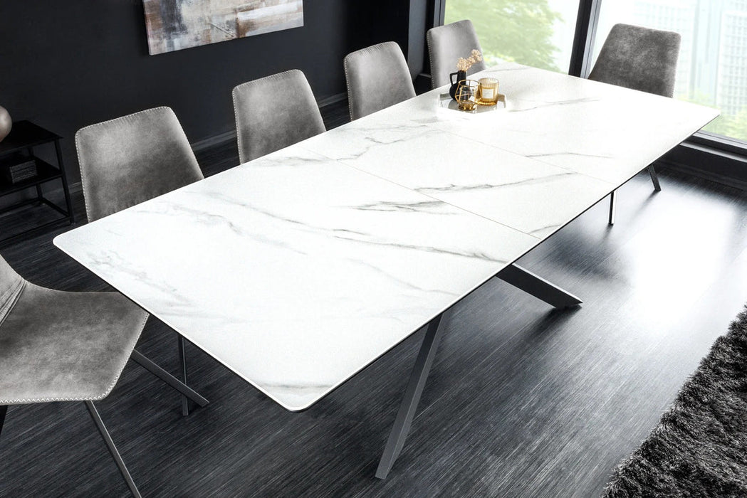 Extendable Dining Table Alpine 160-200cm Ceramic Marble Look