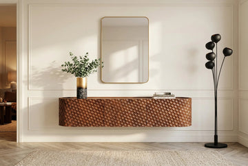Floating TV Stand Adlon 160cm Mango Wood Brown 3D Effect