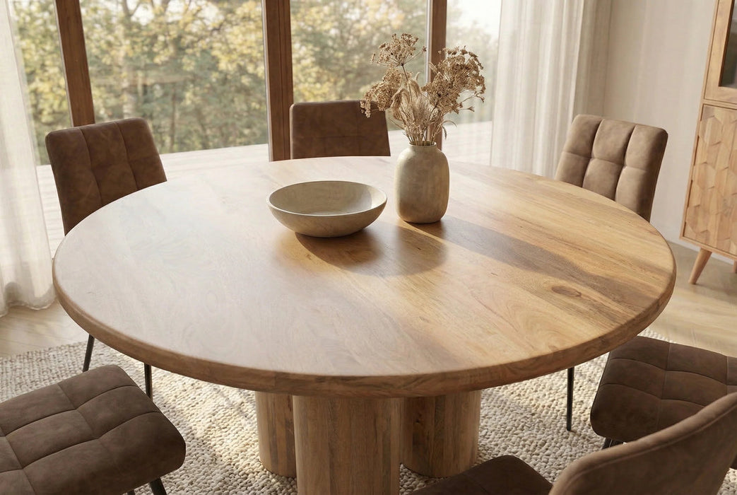 Round Dining Table Margo 140cm Mango Wood Natural