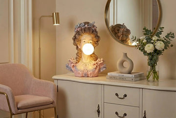 Table Lamp Lady 61cm Polyresin Multicoloured