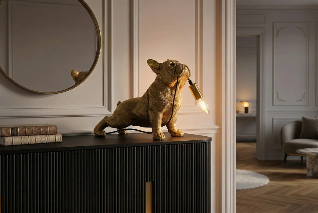 Table Lamp Bulldog 35cm Polyresin Gold