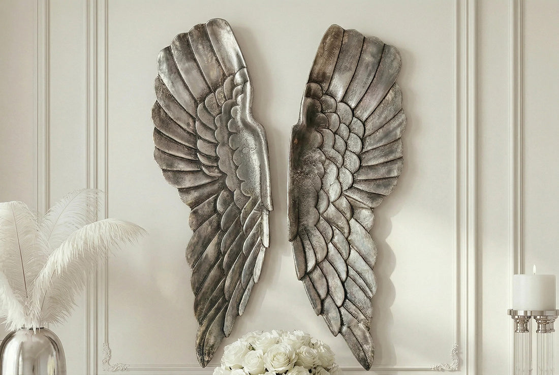 Wall Decoration Fallen Angel 65cm Metal Silver