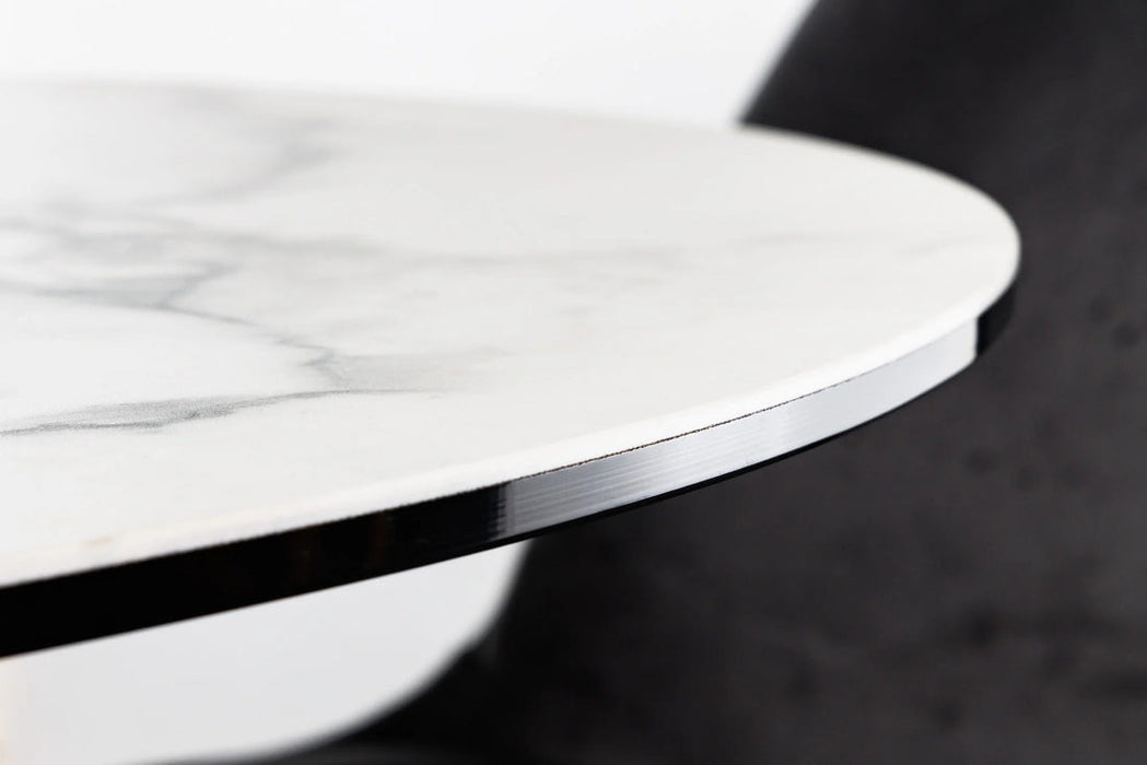 Round Dining Table Horizon 120cm Ceramic White Marble