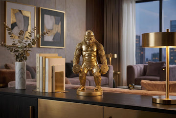 Decoration Figurine King Ape 34cm Polyresin Gold