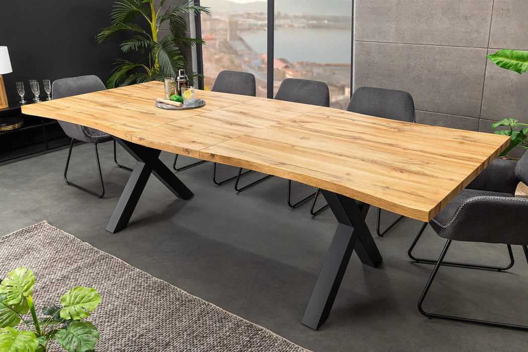 Extendable Dining Table Ranger 160-200cm Wild Oak Look Natural X-Frame