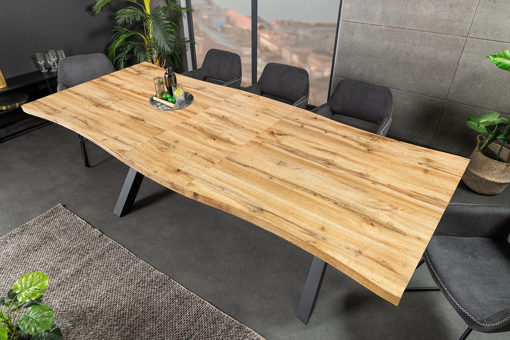 Extendable Dining Table Ranger 180-220cm Wild Oak Look Natural X-Frame