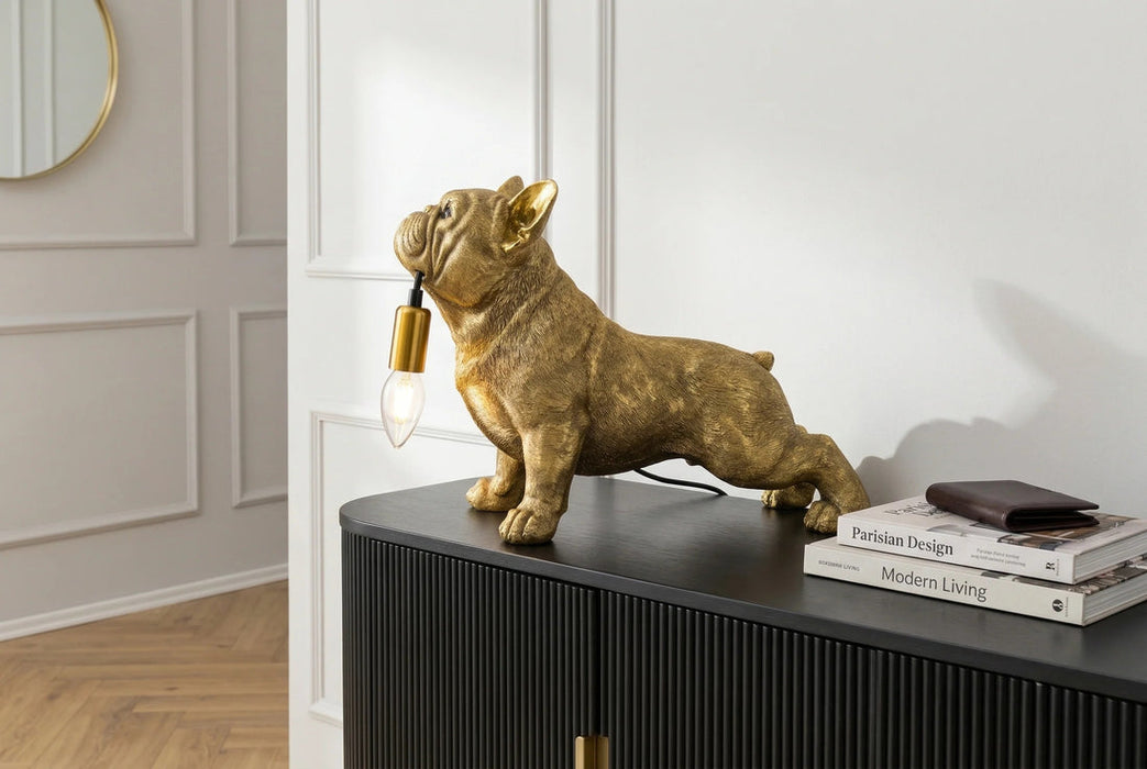 Table Lamp Bulldog 35cm Polyresin Gold