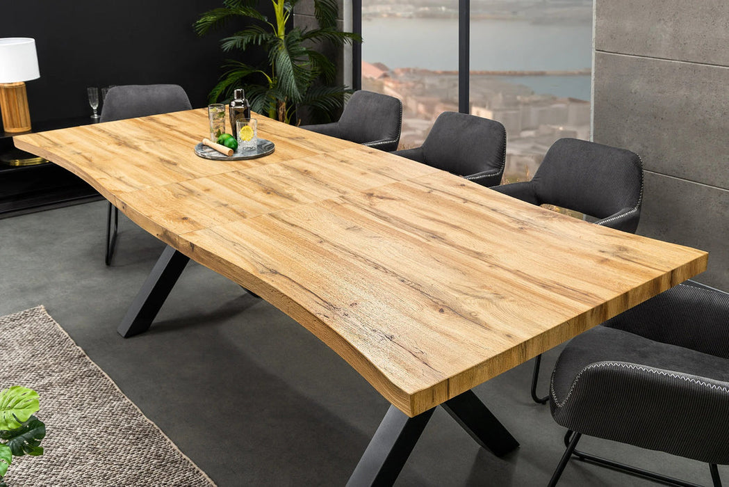 Extendable Dining Table Ranger 180-220cm Wild Oak Look Natural X-Frame