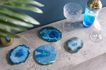Set Of Four Coaster Stones 11cm Agate Blue