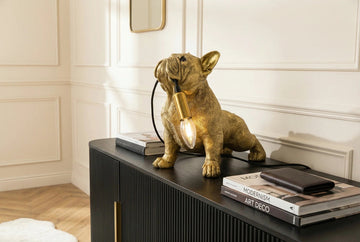 Table Lamp Bulldog 35cm Polyresin Gold