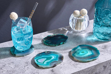 Set Of Four Stone Coaster 11cm Agate Green