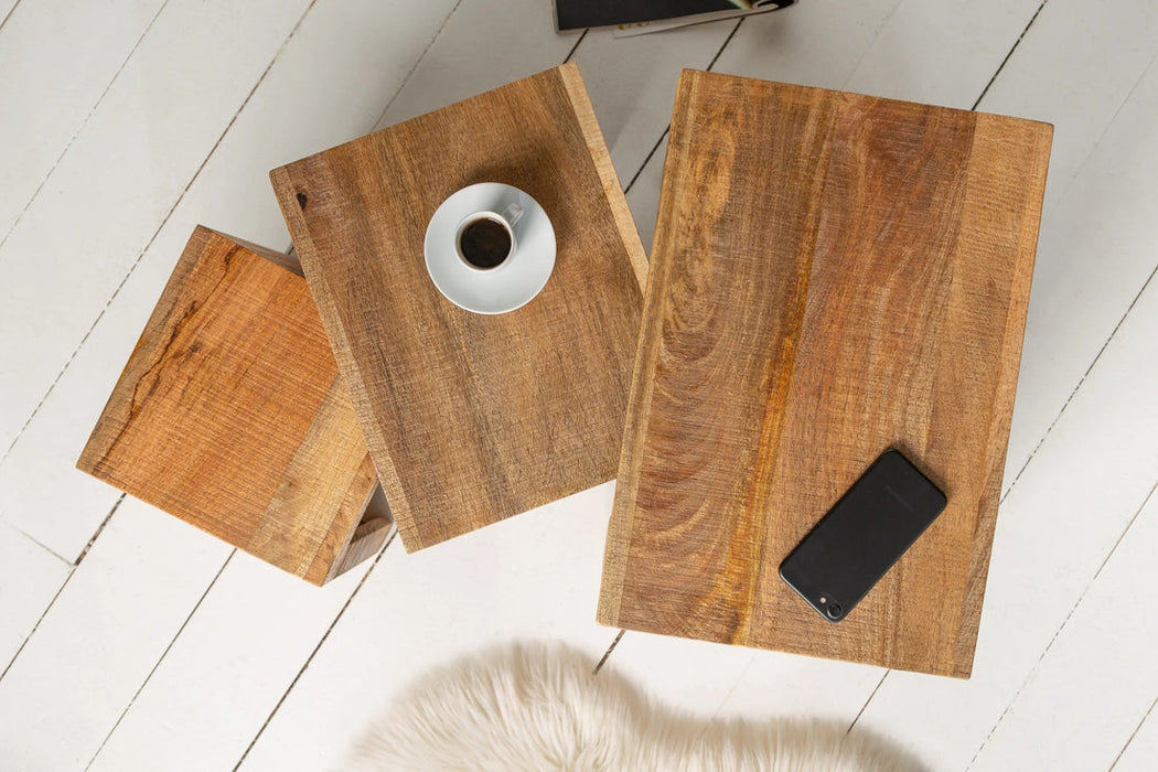 Set Of Three Side Tables Makassar 29cm/37cm/45cm Mango Wood Natural