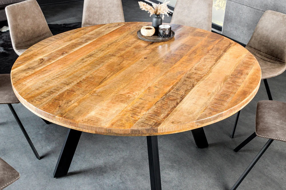 Round Dining Table Blacksmith 140cm Mango Wood Natural