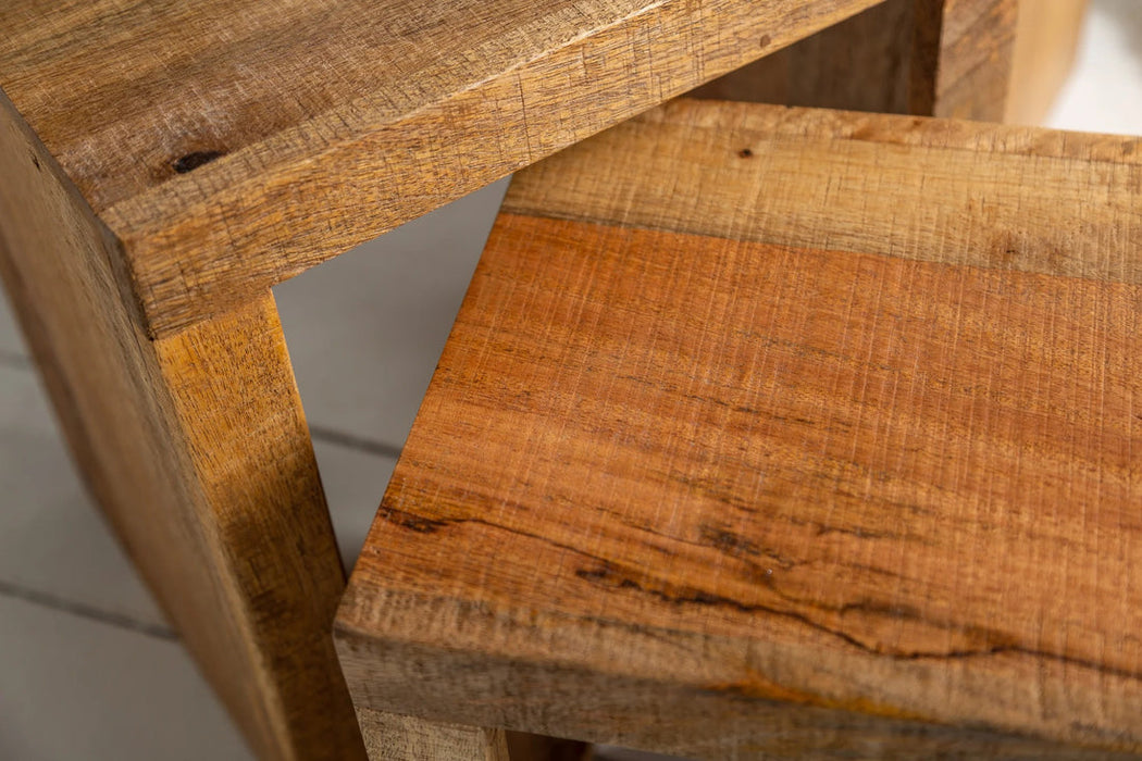 Set Of Three Side Tables Makassar 29cm/37cm/45cm Mango Wood Natural