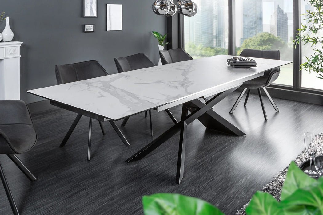 Extendable Dining Table Galactic 180-220-260cm Ceramic White Marble Look