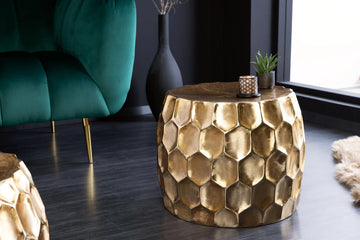 Round Coffee Table Oasis 55cm Hammered Metal Gold