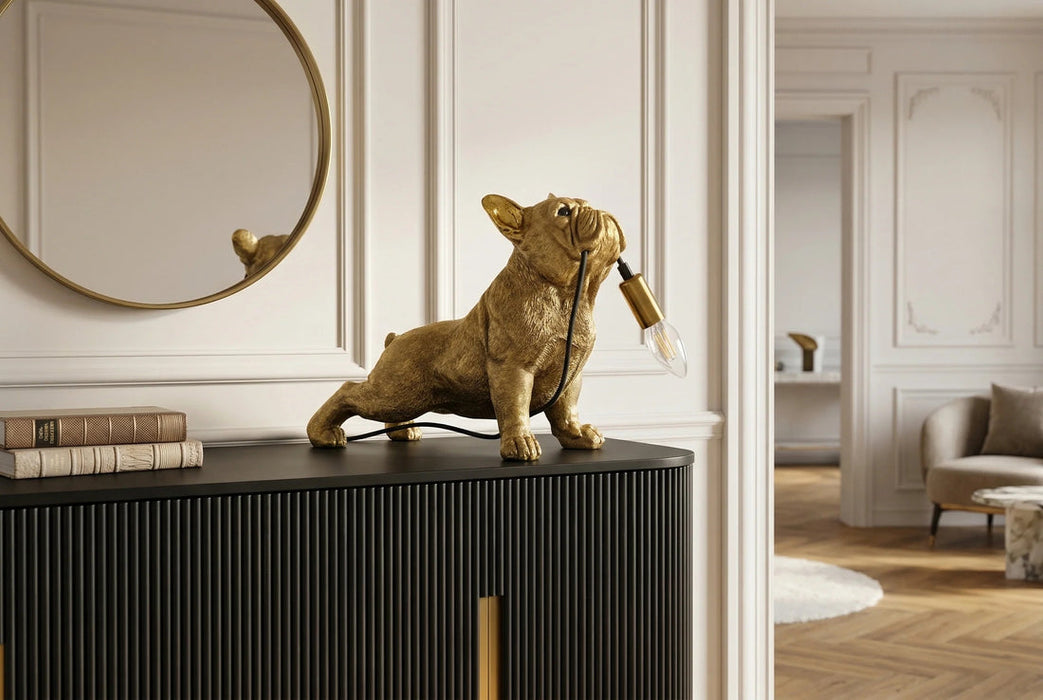 Table Lamp Bulldog 35cm Polyresin Gold