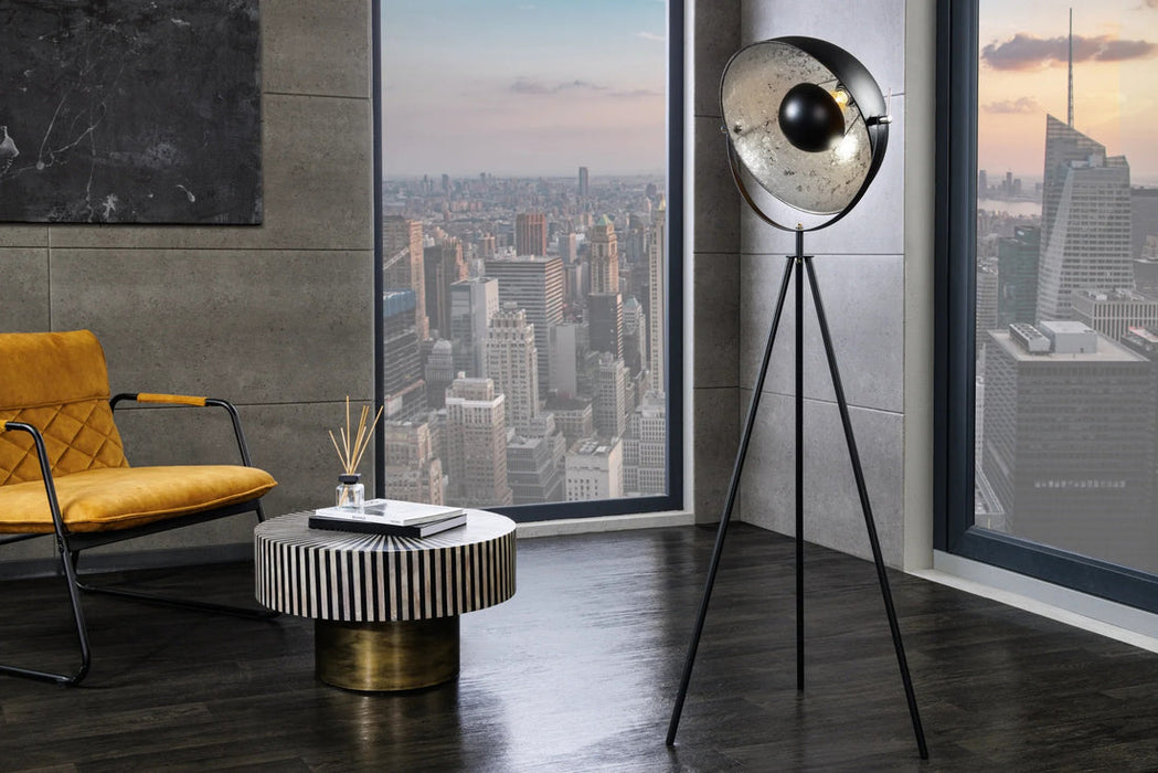 Studio Floor Lamp 146cm Metal Black Silver