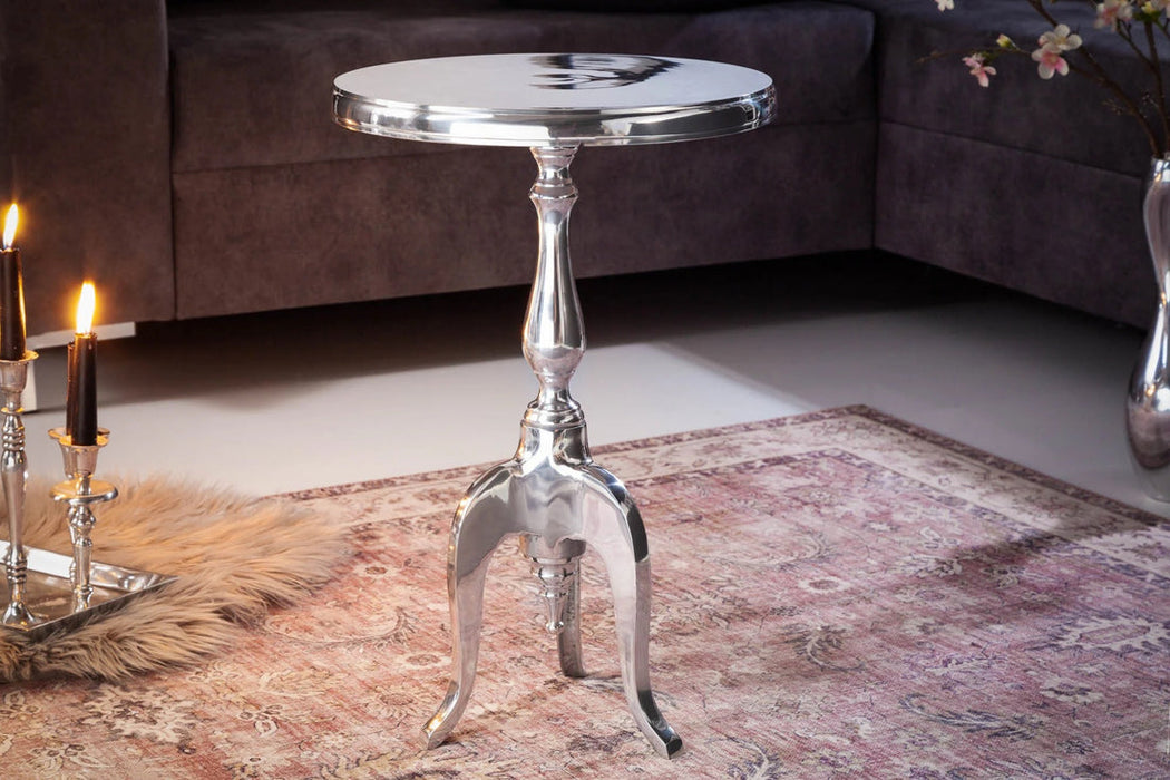 Round Side Table Jardin 55cm Metal Chrome
