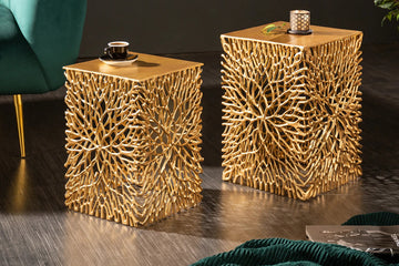 Set Of Two Side Tables Ambrosia 40cm/45cm Metal Gold