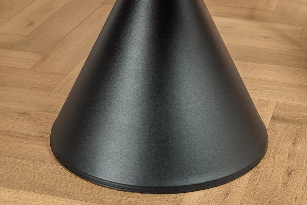 Round Dining Table Signature 135cm Ceramic White Metal Black