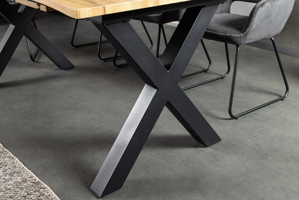 Extendable Dining Table Ranger 180-220cm Wild Oak Look Natural X-Frame
