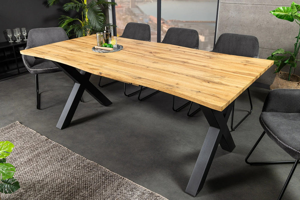 Extendable Dining Table Ranger 180-220cm Wild Oak Look Natural X-Frame