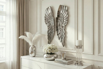 Wall Decoration Fallen Angel 65cm Metal Silver