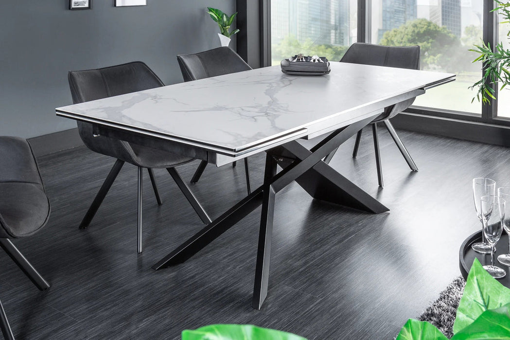 Extendable Dining Table Galactic 180-220-260cm Ceramic White Marble Look