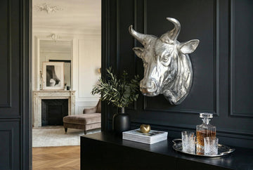 Decorative Bull Head Torero 65cm Metal Silver