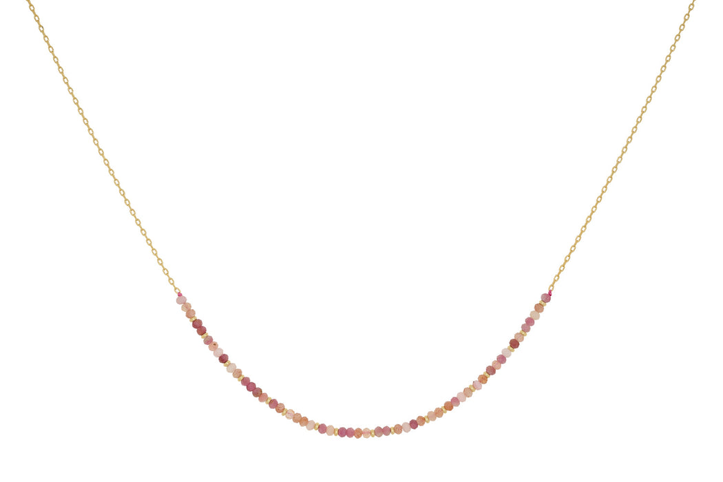 Posey Pink Tourmaline Mix Gold Necklace