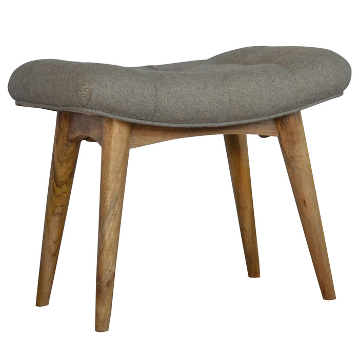 The Kensington Curved Grey Tweed Bench