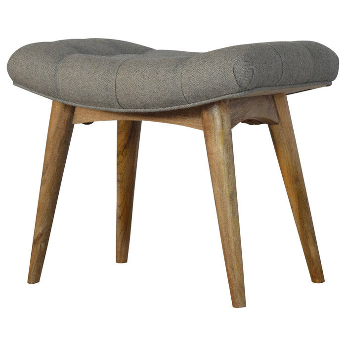 The Kensington Curved Grey Tweed Bench