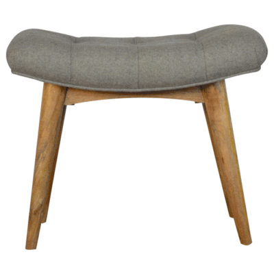 The Kensington Curved Grey Tweed Bench