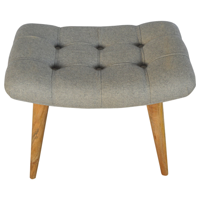 The Kensington Curved Grey Tweed Bench
