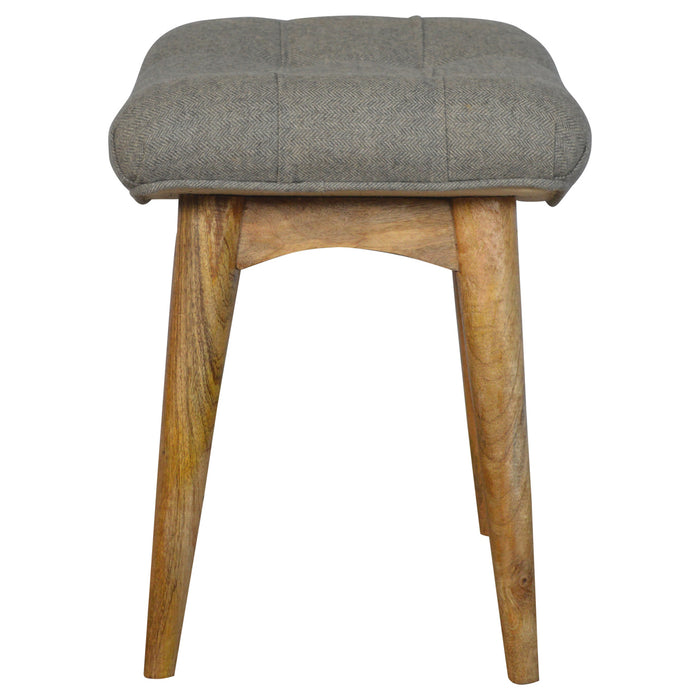 The Kensington Curved Grey Tweed Bench