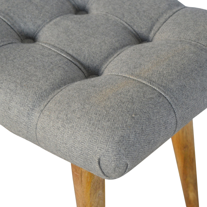 The Kensington Curved Grey Tweed Bench