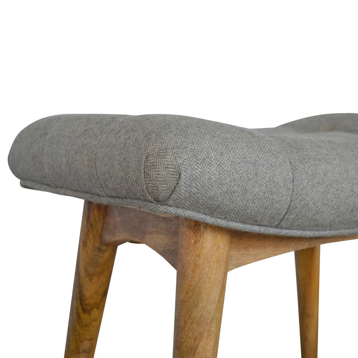 The Kensington Curved Grey Tweed Bench
