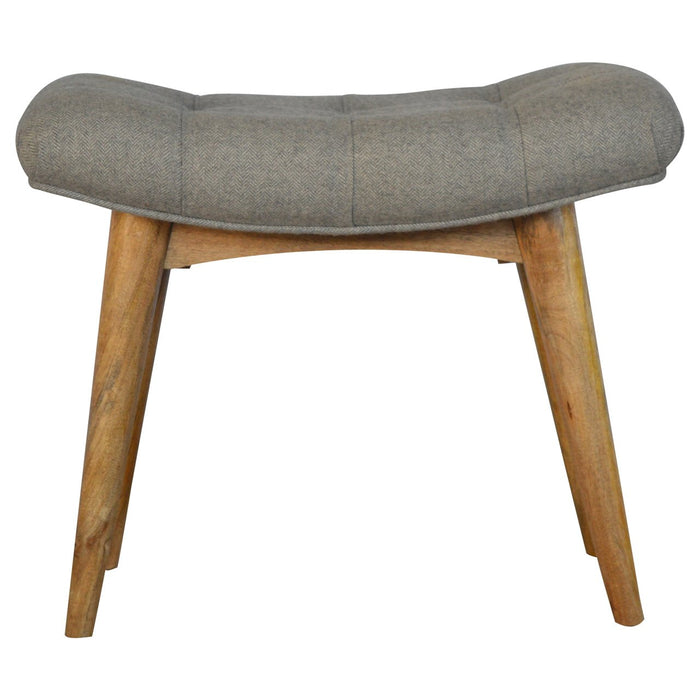 The Kensington Curved Grey Tweed Bench