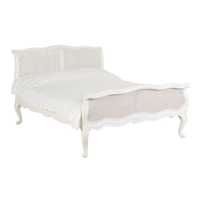 Provencale Antique White 5ft French Rattan Bed
