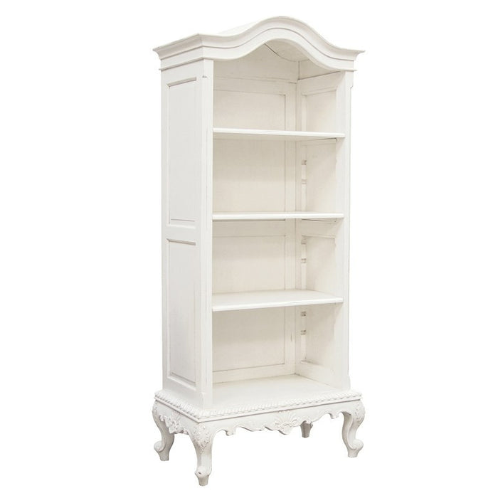 Provencale Antique White Painted Arch Top French Bookcase
