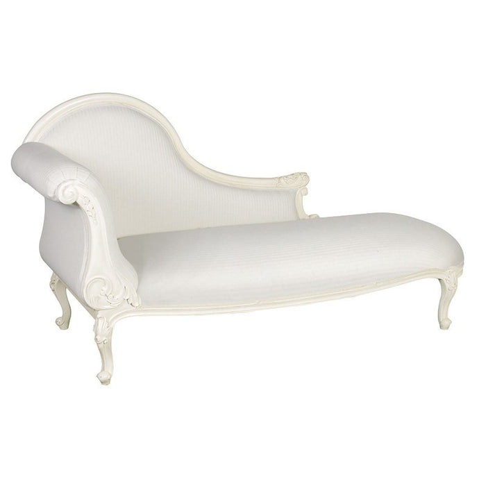 Provencale Antique White French Upholstered Chaise Longue