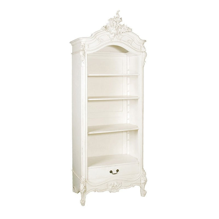 Provencale Antique White Open French Bookcase With Drawer