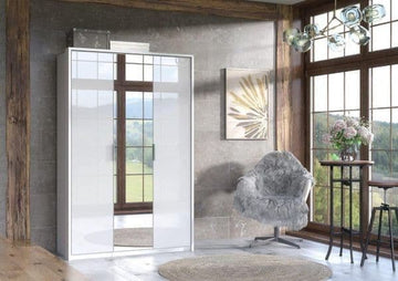 Amos Mann 3 Door White High Gloss Mirrored Wardrobe