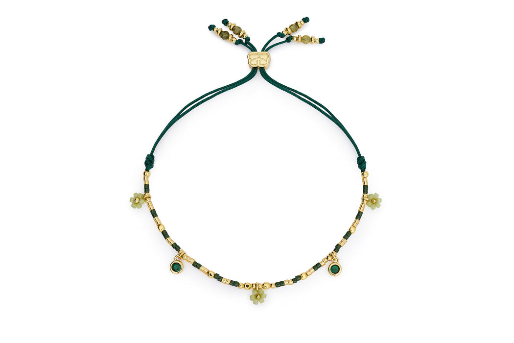 Rania Green & Gold Beaded Charm Bracelet