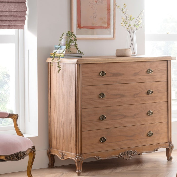 Florence Oak French Style 4 Drawer Chest