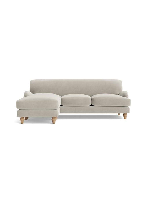 Reine Chaise Left Hand Facing Sofa - Silver Velvet