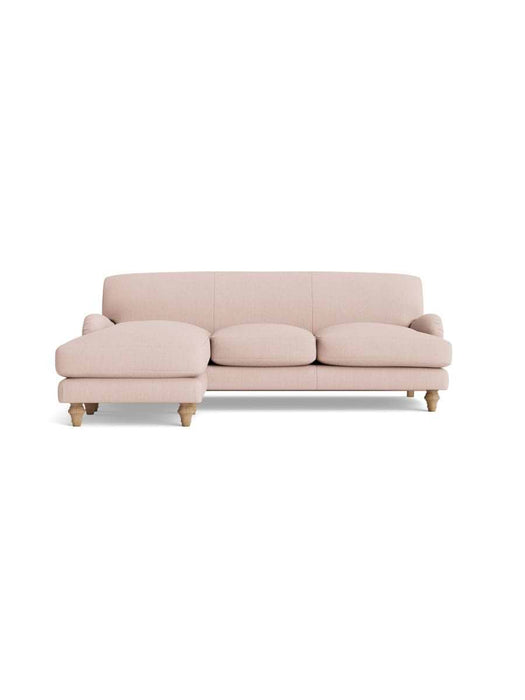 Reine Chaise Left Hand Facing Sofa Soft Blush Herringbone