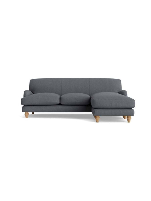 Reine Chaise Right Hand Facing Sofa â€“ Slate Blue Herringbone