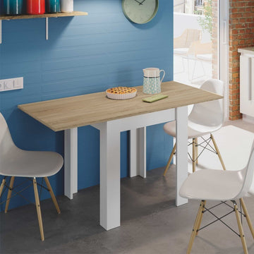 Amos Mann White And Light Oak Effect Small Extending Dining Table